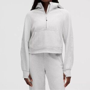 Lululemon Scuba Oversized Half-zip Cropped Hoodie light gray M/L